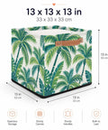 13 Inch Foldable Cube Storage Bins With Reinforced Handles Heavy Duty Waterproof Fabric Closet Organizer showing tropical leaf design and sturdy handles