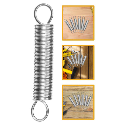 Healeved 20pcs Stainless Steel Extension Springs Small Spring Kit With Hooks For Electric Vehicle Parking Stands Ladder Feet Support Bracket Repair DIY Easy Install, one spring close-up