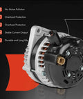 Alternator Direct Replacement For Honda Accord V6 3.5L 12V 130A With Six Groove Pulley Clockwise Rotation Fits 2008 2009 2010 2011 2012 Accord And 2010 Crosstour 3.5L Replaces 1042105910 31100R70A01 2100645, front view showing components and features