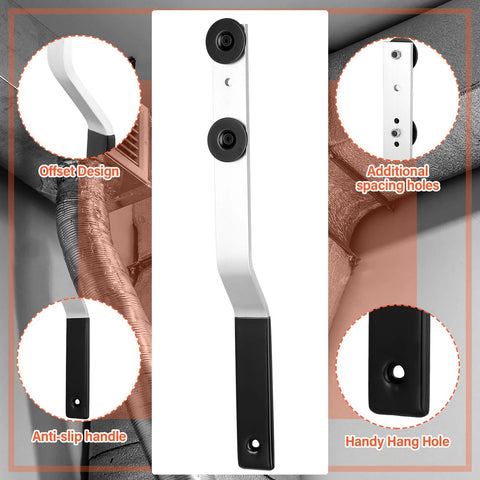 Blulu 16'' duct stretcher tool with offset handle and sliding washers, metal sheet tool (front view)
