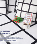 Two Pack 60x50 Sublimation Blankets With 20 Panel Heat Press Friendly showcasing checkered pattern with pillows, book, and coffee cup.