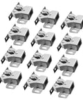 12 Pack Double Roller Cabinet Latches for cabinets and drawers, stainless steel with silver finish, top view