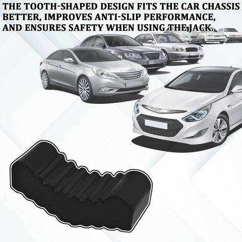 Image of 2 Pack Rubber Jack Stand Pads Anti Slip Slotted Floor Jack Pad Adapter with cushion, suitable for sedans and SUVs.