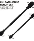 Four In One Reversible Ratcheting Box Wrench Set Two Piece Sae Hex Forged Steel Ninety Tooth Socket Wrenches with sizes 1/4" to 3/4".