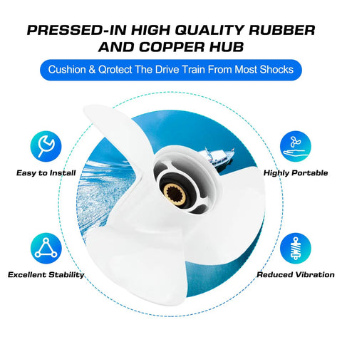 15 Spline Aluminum Outboard Propeller For Yamaha 50 To 130HP Engines With 14x11 Pitch Right Hand Rotation Three Blade Design