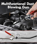 Pro Grade High Volume Air Blow Gun With Aluminum Guard for debris cleanup, shown for automotive use, heavy duty metal with copper valve.