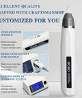 Handheld Ultrasonic Power Cutter Knife With Five Hella Sharp Blades For Easy Peasy Cuts On 3D Prints Tough Plastic Premium Leather Durable Resin Solid Wood Glossy Acrylic Sheets on white background.