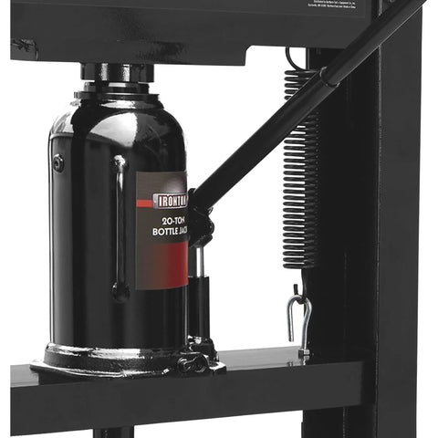 Close-up of the hydraulic jack on the Heavy Duty Twenty Ton Hydraulic Shop Press With Adjustable Platform For Easy Pumping.