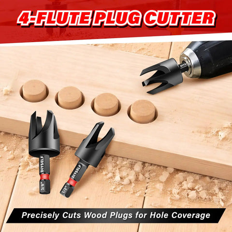 4-flute plug cutter from 15 Piece Countersink Drill Bit Set For Woodworking M2 HSS Tapered Bits With Wood Plug Cutters