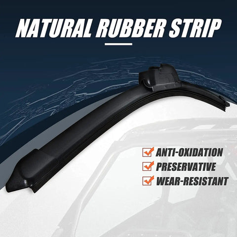Image of a Universal Fifteen Point Six Inch UTV And Golf Cart Wiper Blade with Manual Arm Kit, showcasing a natural rubber strip.