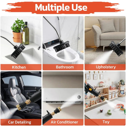 Powerful 2500W Portable Handheld Steam Cleaner With 1500ml Tank used for kitchen, bathroom, car detailing, and more.