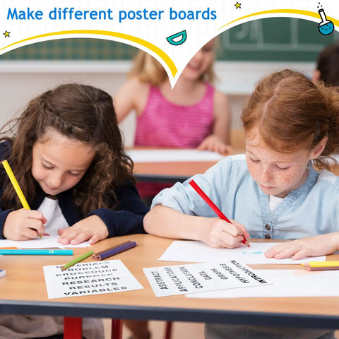 Children using Totally Self Adhesive Science Fair Display Boards With Subtitles For Classroom And Office Presentations Eight Piece Set Easy To Install And Great For Decorating Projects And Attracting Attention
