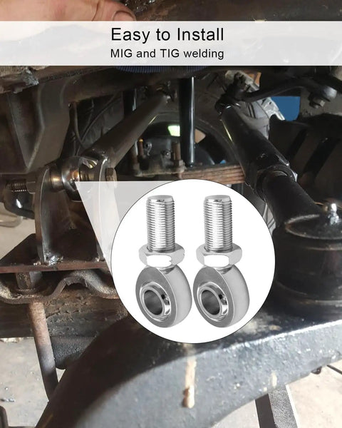 Beefy Three Quarter Inch Heim Joint Rod End Kit With Left And Right Hand Threads, Chromoly Joints For Panhard Rods And Traction Bars, Jam Nuts Included, Heavy Duty Steering And Suspension Linkage, 2 Pack installed on suspension linkage