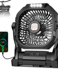 Rechargeable Camping Fan With 20000mAh Battery, LED Light, Hook, portable fan charging phone, adjustable 270 degree fan