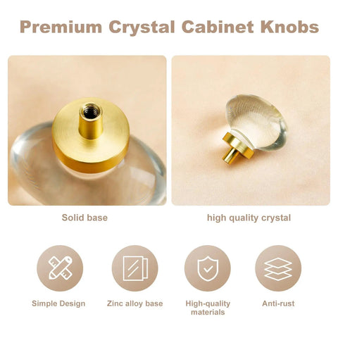 Premium Crystal Cabinet Knobs with Solid Base, high-quality materials from 16 Pack Glass Cabinet Knobs And Pulls Dope Oval Crystal Knobs