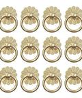 Brass Ring Pull Handles Set Of 12 For Cabinets And Drawers Antique Style Knobs Closet Cupboard Door Decor Hardware