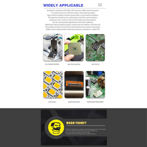 Lead-Free Solder Paste Flux 100G No-Clean For SMD PCB BGA Rework And Soldering Repair Tool usage examples and benefits.