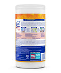 Back label of Lysol disinfecting wipes showing product details and usage instructions.