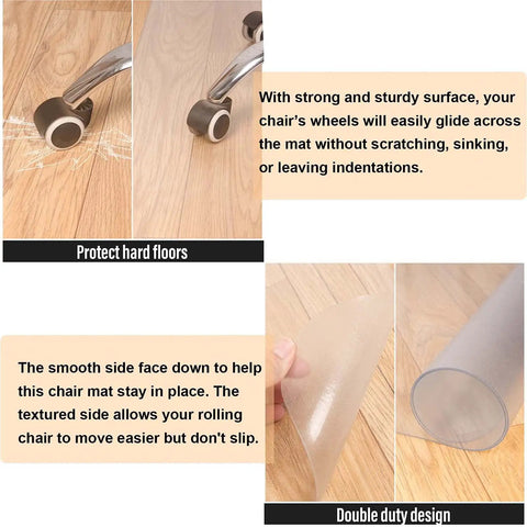 Hard Floor Office Chair Mat 36 X 48 Inches For Hardwood Floors, showing rolling chair wheels on scratch-resistant surface.