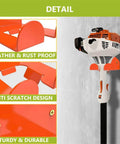 Weather and rust-proof Beefy Wall Mount Trimmer Rack For Weed Eater And Hedge Trimmer with anti-scratch design, sturdy steel construction.