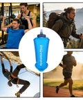 750ml Foldable TPU Hydration Water Bottle For Cycling And Outdoor Adventures with images of outdoor activities