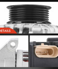 Close-up of 100 Amp 12V Clockwise Alternator With 6 Groove Pulley For Chevrolet Colorado 2004 2006 GMC Canyon 2004 2006 Isuzu I 280 2006 I 350 2006 Replaces 15831639 2650349 400 40039 details showing pulley, mounting, and connector.