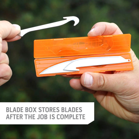 Three Point Five Inch RazorSafe Knife Blade Set Six Piece Gear with blade storage box for outdoor adventures
