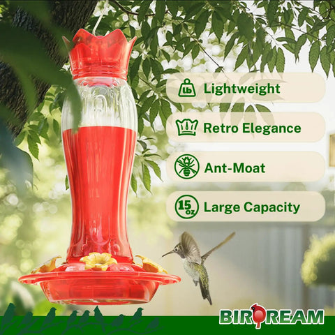 Upgraded 2026 Hummingbird Feeders For Outdoors 15oz Plastic Hanging Ant Proof Bird Feeder Easy To Clean And Maintain Red 2 Pack