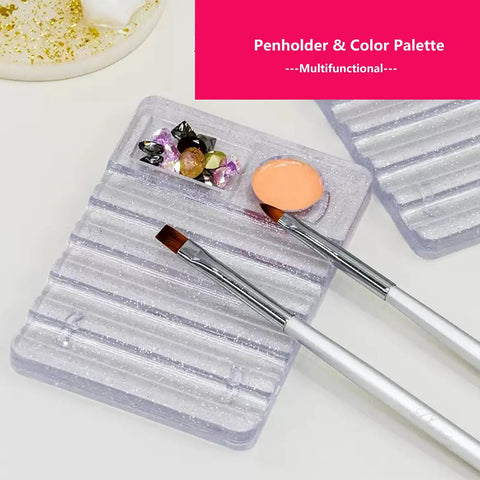 62 Piece Nail Art Brushes Set With 5 Liner Brushes For Nails, multifunctional penholder and color mixing palette