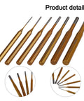 Solid Minhe 7 Piece Punch Set Includes Roll Pin And Chisel Tools Plus Marking Scribe For Watch Repair, Machinery Maintenance, DIY Jobs With Gold Alloy Steel Handle That Is Super Grip Friendly. 7-piece punch set, gold alloy steel, 150mm, assorted sizes