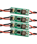 Ultra Compact 6 to 24 Volt to 5 Volt Buck Converter Module, 1.5A Step Down Regulator for Transmitters, Receivers and Mini Cameras, 2-6S Battery Compatible, Tiny Power Stabilizer for DIY Projects, four modules side by side