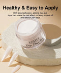 Milk White Nail Dip Powder in 1 oz jar, on textured surface with nail tips, for easy at-home French manicure.