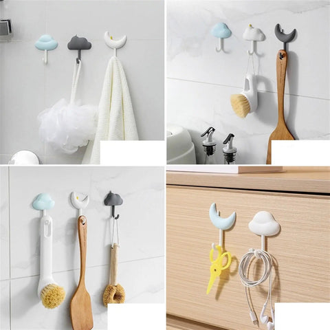 3 Pc Wall Mounted Hooks Set Grey Creative Home Storage Solution For Keys Towels And Sundries Sleek Kitchen Bathroom Organizer Rack