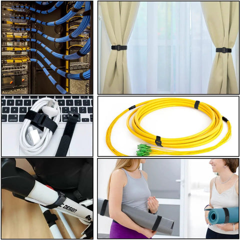 30 Pack Reusable Cable Ties 8 Inch Straight Up Heavy Duty Hook And Loop Velcro Straps for organization of various cords and wires.