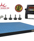Rock Solid Boss Rig Heavy Duty Digital Floor Scale 24x24 with indicator, leveling feet, and blue steel deck.