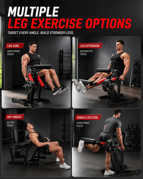 4 In 1 Leg Extension Curl Machine For Home Gym with Leg Developer and Hip Thrust Station in use