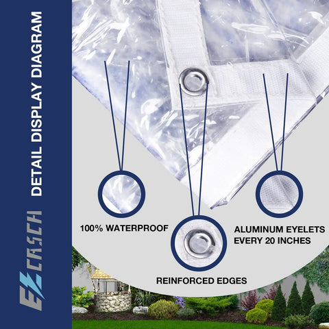 Clear Vinyl Tarp 10x10 Heavy Duty 15oz Waterproof Tarpaulin Transparent PVC With Reinforced Edges And Aluminum Eyelets