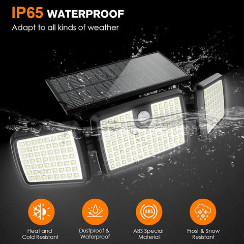 Outdoor Solar Motion Deck Lights With 158 LEDs High Brightness 2500 Lumens Tempered Glass Panel IP65 Waterproof 1 Pack