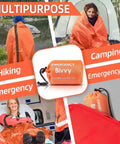 Emergency Thermal Sleeping Bag Kit With Drawstring Storage Pouch And Survival Whistle, Mylar Heat Retention, Waterproof