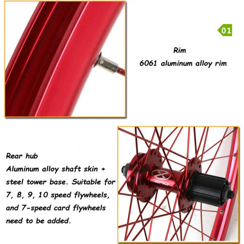 Close-up of 6061 aluminum alloy rim and rear hub for 26 Inch Ride Ready Bicycle Wheel Set With Double Deck Rim Aluminum Alloy.