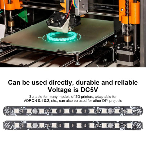 2 Pack 158mm RGB LED Light Bar For 3D Printers DC5V Colorful Light Strip With Easy Mount For Voron 0.1 0.2 in use