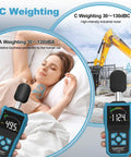 Everyday Boss Sound Level Meter For Home And Work, Ultra Accurate 30 To 130dB Decibel Reader With 0.1dB Resolution, High Precision Sensor, 31.5Hz To 8kHz Microphone, Fast Readouts And Clear Data For Noise Checks. Handheld meter showing A/C weighting for home and industrial noise