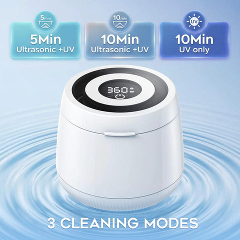 Dynamic Pro Grade 42 to 48 kHz Retainer Cleaner Machine With Digital Timer 200ml Mouth Guard Pod for Aligners Night Guards Dental Trays Braces and Toothbrushes White with 3 modes