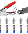 Coax Cable Crimping Tool Kit With Stripper And Universal Compression Tool Includes 5 RG6 F Type Connectors, 5 Compression...