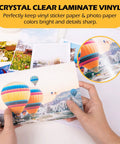 Hands holding photo with Matte Laminating Sheets For Inkjet Printable Vinyl Sticker Paper And Transfers Clear Contact Paper For Scrapbooking