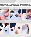 Installation process of 120 Pieces 15mm Stainless Steel Snap Fasteners Kit Workhorse Heavy Duty Press Stud Caps