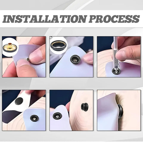 Installation process of 120 Pieces 15mm Stainless Steel Snap Fasteners Kit Workhorse Heavy Duty Press Stud Caps