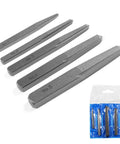 5 piece bolt extractor set for damaged screws and broken bolts, straight fluted square type, visible sizes and packaging.