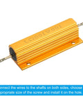 Two Pack 100W 100 Ohm Aluminum Shell Wirewound Power Resistors, Beefy Chassis Mounted With Screws, Golden Aluminum Housing