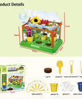 Awesome Kids Gardening Kit With Greenhouse And Terrarium, Plant Growing Set, kit components and measurements shown